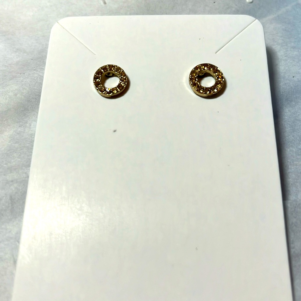 Gold circle earrings with gems